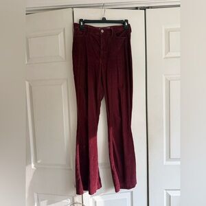 Hollister Deep Red Corduroy Flare Pants